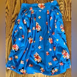 ModCloth Vintage EmilyandFin Midi Floral Blue Skirt- Size Large (10-12)